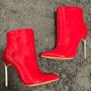 Red patent leather booties
